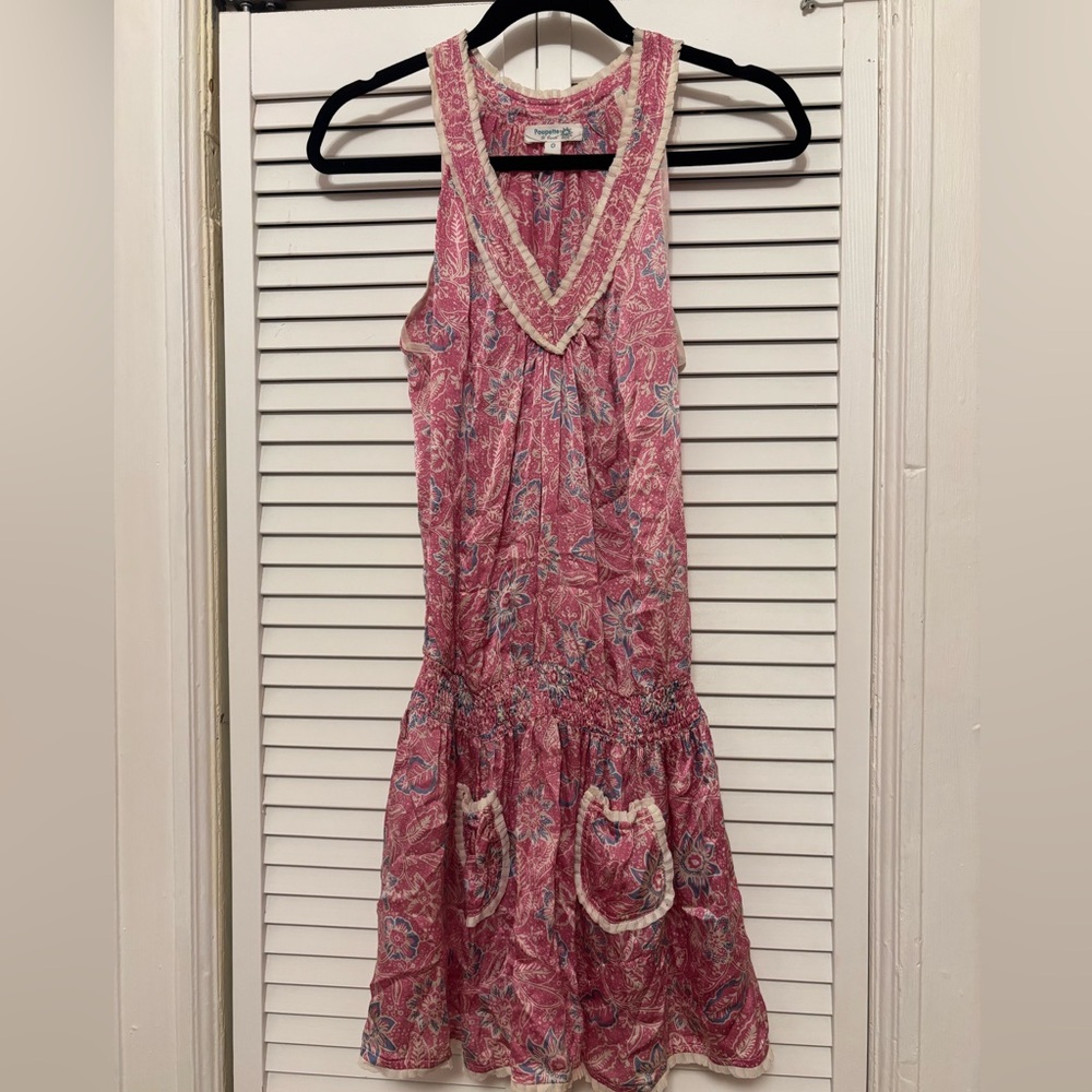 Poupette St Barth Pink and Blue Floral Mini Dress One Size Fits Most